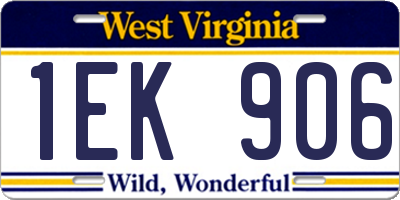 WV license plate 1EK906