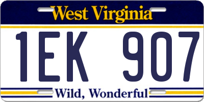 WV license plate 1EK907