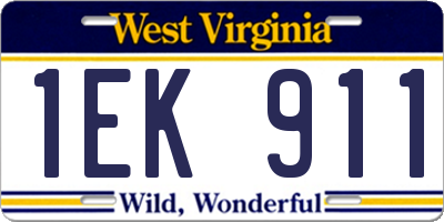 WV license plate 1EK911