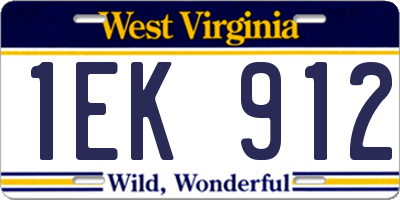 WV license plate 1EK912