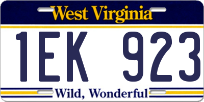 WV license plate 1EK923