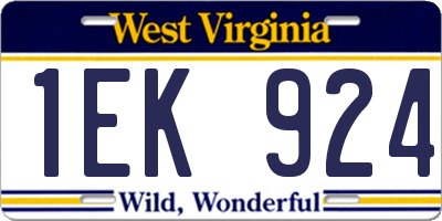 WV license plate 1EK924