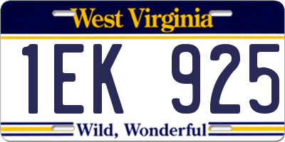 WV license plate 1EK925