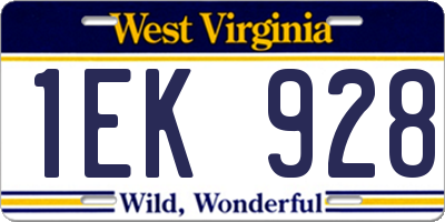 WV license plate 1EK928