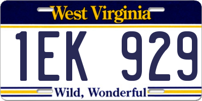 WV license plate 1EK929