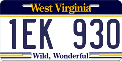 WV license plate 1EK930