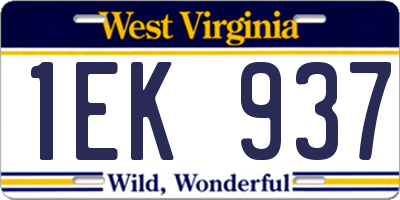 WV license plate 1EK937