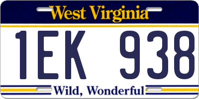 WV license plate 1EK938