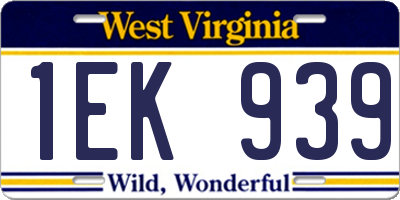 WV license plate 1EK939