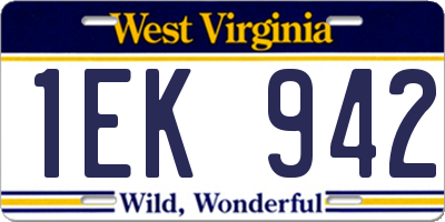 WV license plate 1EK942