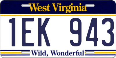 WV license plate 1EK943