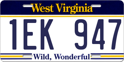 WV license plate 1EK947