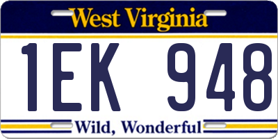 WV license plate 1EK948
