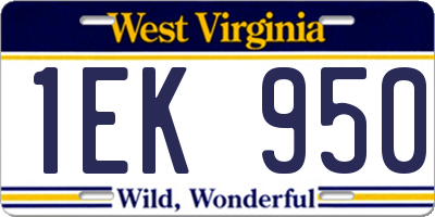 WV license plate 1EK950
