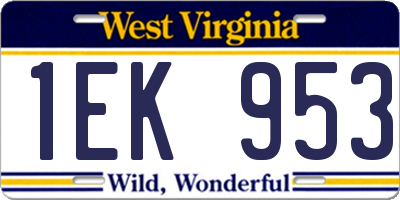 WV license plate 1EK953