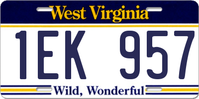WV license plate 1EK957