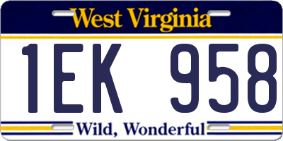 WV license plate 1EK958