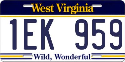WV license plate 1EK959