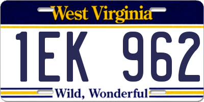 WV license plate 1EK962