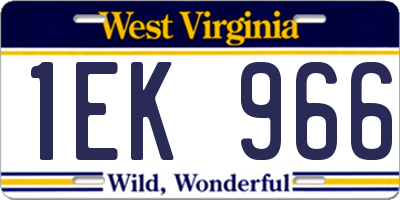 WV license plate 1EK966