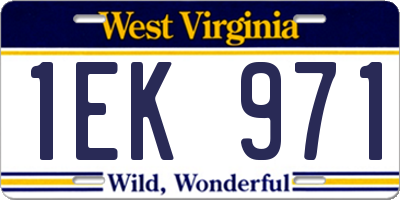 WV license plate 1EK971