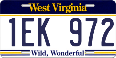 WV license plate 1EK972