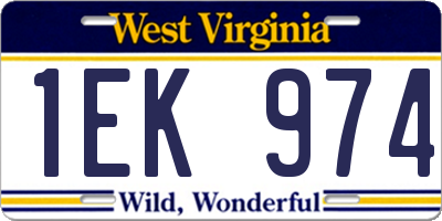 WV license plate 1EK974