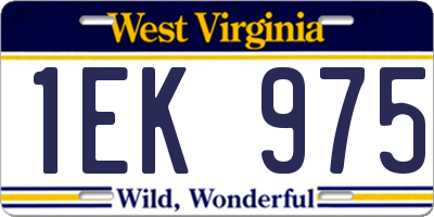 WV license plate 1EK975