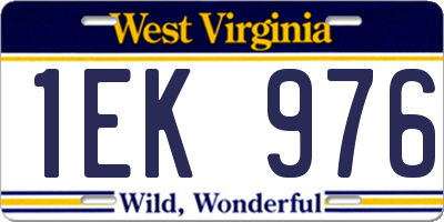 WV license plate 1EK976