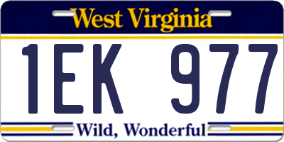 WV license plate 1EK977