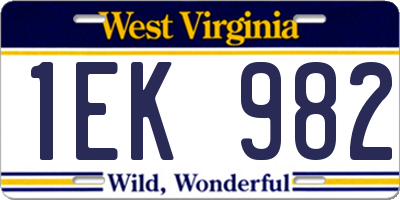WV license plate 1EK982