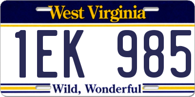 WV license plate 1EK985