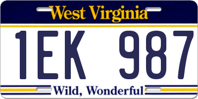 WV license plate 1EK987