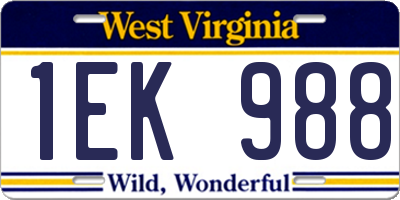 WV license plate 1EK988