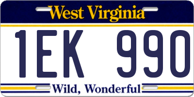 WV license plate 1EK990