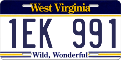 WV license plate 1EK991