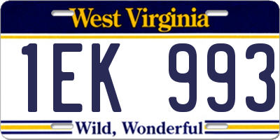 WV license plate 1EK993