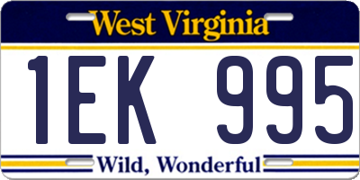 WV license plate 1EK995