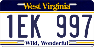 WV license plate 1EK997