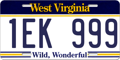 WV license plate 1EK999