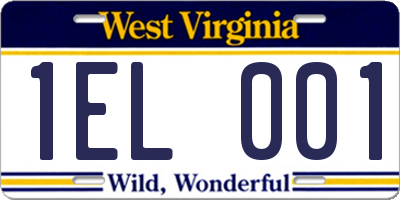 WV license plate 1EL001