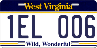 WV license plate 1EL006