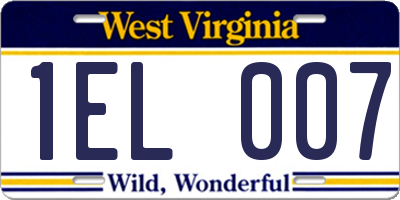 WV license plate 1EL007