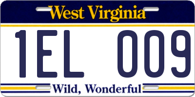 WV license plate 1EL009