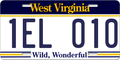 WV license plate 1EL010