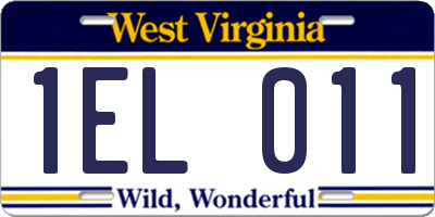 WV license plate 1EL011