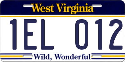 WV license plate 1EL012