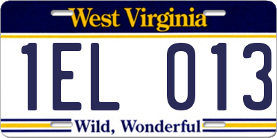 WV license plate 1EL013