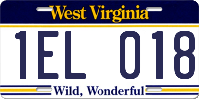 WV license plate 1EL018