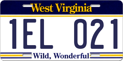 WV license plate 1EL021